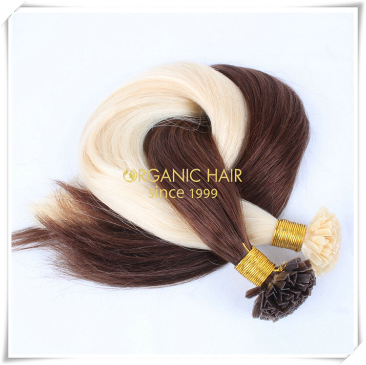 Full cuticle human hair V tip hair extensions CNY030